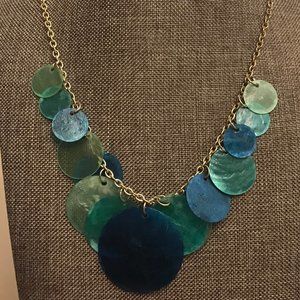 Shades of Blue Shimmery Shell Necklace & Earrings